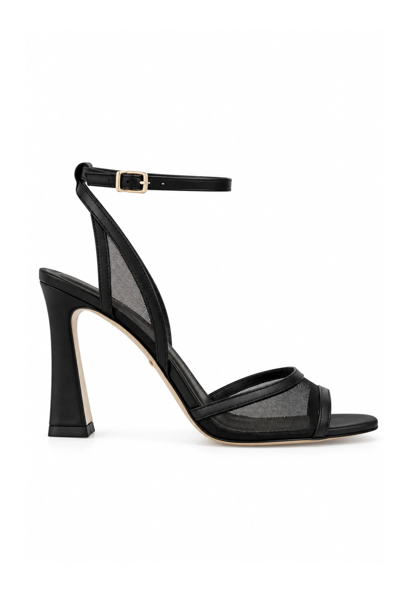 Sense – sandali neri con tacco e rete decorativa
